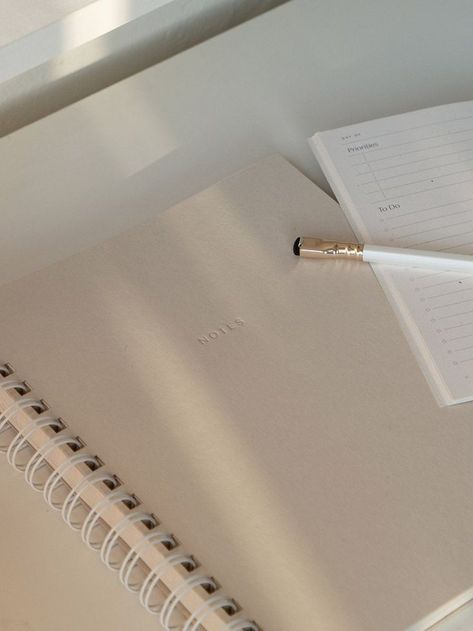 Minimal Notebook, Wire Spiral, Cream Aesthetic, Beige Aesthetic, Lined Notebook, Logo Mark, Instagrammer, Minimalist Aesthetic, White Aesthetic