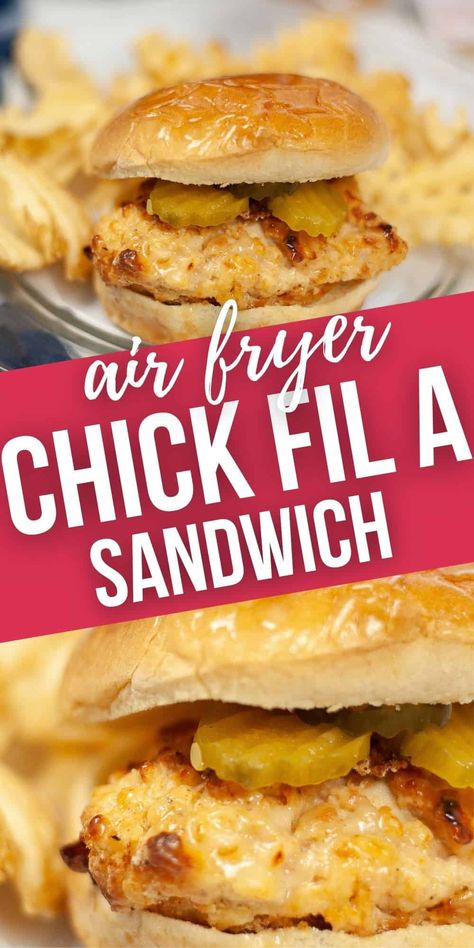 Love Dupes? This Air Fryer Chick Fil A Sandwich is the best dupe for my favorite fast food chicken sandwich. Air Fry Chicken Sandwich Recipes, Air Fryer Grilled Chicken Sandwich, Chicken Sandwich Recipes Air Fryer, Airfryer Chicken Sandwich, Easy Air Fryer Chicken Sandwich, Air Fryer Chick Fil A Chicken Sandwich, Copycat Chick Fil A Sandwich, Fast Food Sandwich, Chick Fil A Sandwich