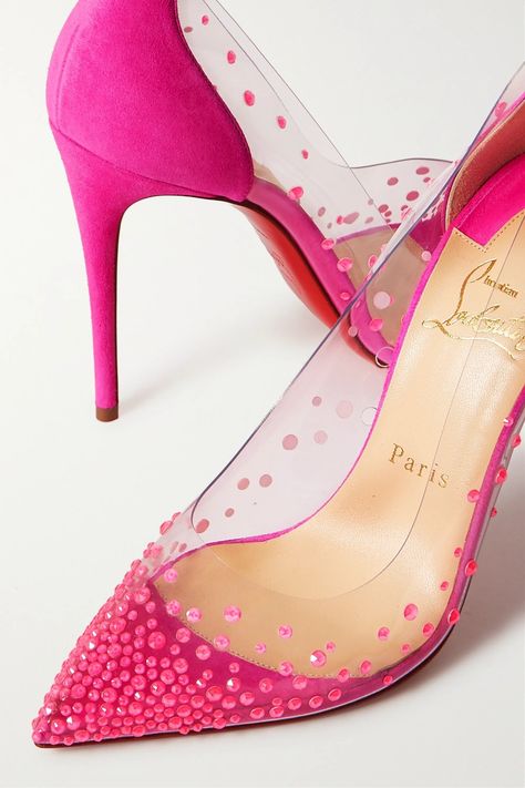 Christian Louboutin Shoes Pumps, Neon Pink Heels, Pink High Heels, Christian Louboutin Heels, Louboutin Heels, Fancy Shoes, Red Sole, Pink Heels, Pink Shoes