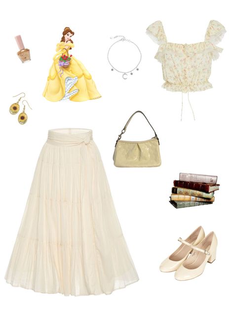 Belle Costume Aesthetic, Belle Inspired Outfits Casual, Disney Princess Outfit Ideas, Bridgerton Wardrobe, Princess Disneybound, Belle Inspired Outfits, Disneyworld Outfits, Belle Aesthetic, Belle Halloween