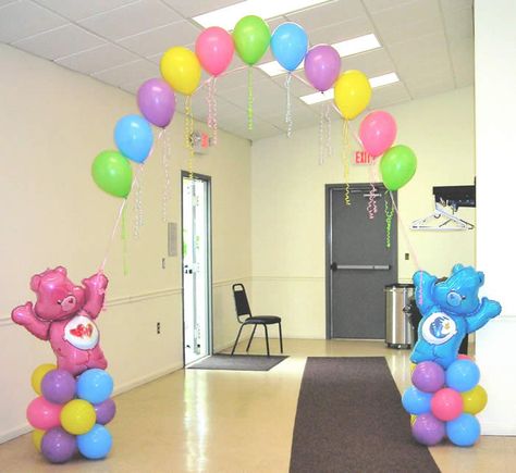 Care Bear arch Care Bear Balloon Arch, Care Bear Party Ideas, Care Bear Baby Shower Theme, Care Bears Decorations, Baby Shower Ideas Carebears, Care Bears Baby Shower Theme, Care Bear Baby Shower Ideas, Care Bears Birthday Party Decorations Diy, Care Bears Birthday Party Centerpieces