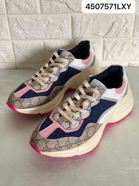 Dm for your orders worldwide delivery available Gucci Rhyton Sneakers Outfit Women, Pink Gucci Shoes, Gucci Rhyton Sneakers, Gucci Sneakers Outfit, Luxury Wishlist, Designer Fits, Gucci Rhyton, Lux Shoes, Sneakers Pink