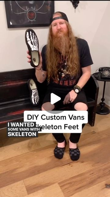 Brandon Gentry on Instagram: "Have you seen my customized Halloween skeleton Vans shoes? Here’s how I made them myself. Oldie but a goodie. I’ve worn these for a couple years and the design still holds up 💀 
.
@vans @vansskate @cricut @cricuthacks #diy #diycrafts #diyproject #diyideas #halloweencrafts #cricut #cricutmade #cricutcrafts #cricutideas #customshoes #vans #vansoldskool #vansoriginal #vansoffthewall #cricuthacks #customclothes" Vans Design Shoes Diy, Skeleton Vans, Custom Vans Slip On, Vans Original, Skull Clothing, Van Design, Vans Slip On, Halloween Skeleton, Custom Vans