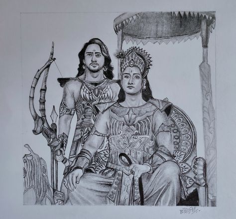 Shaheer Sheikh as Arjun Sourabh Raaj Jain as Krishn Arjuna Mahabharata Drawing, Mahabharat Krishna Sketch, Mahabharat Sketch Pencil, Mahabharat Sketch, Arjun Mahabharata, Shaheer Sheikh As Arjun, Mahabharat Drawing, Spiritual Drawing, Dark Goku