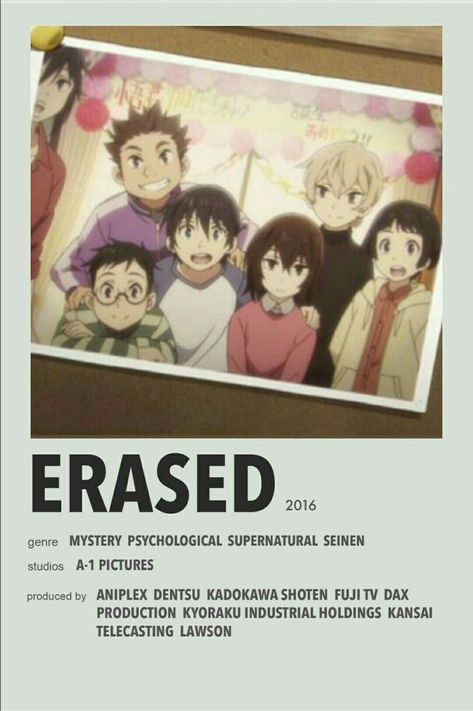 Erased Anime, Minimalist Anime Poster, Anime Polaroid, Minimalist Anime, Anime Sites, Best Romance Anime, Japanese Animated Movies, Poster Anime, Kyoto Animation