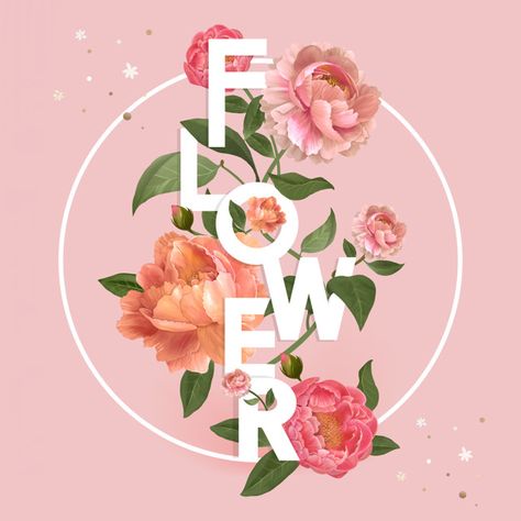 Discover thousands of copyright-free vectors. Graphic resources for personal and commercial use. Thousands of new files uploaded daily. Composition Comic, Flower Design Vector, Rosas Vector, Flower Typography, Flower Quote, Wedding Invitation Vector, Pink And White Background, Floral Typography, Cd Design