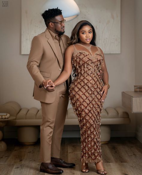 Couple outfits Black Couple Formal Outfits Classy, Couples Date Outfits, Nigerian Groomsmen Attire, Couple Matching Outfits Black People, Couple Outfits Matching Classy, Veekee James, Printed Outfits, Couples Matching Outfits Swag, Couple Outfits Matching