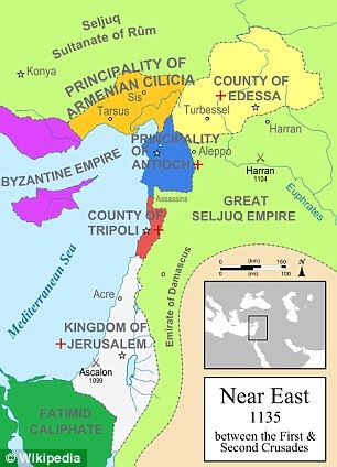 Holy Lands after the First Crusade Crusader States, Terra Santa, Byzantine Empire, Ancient Maps, Medieval History, Mesopotamia, Historical Maps, The Middle East, Crusades