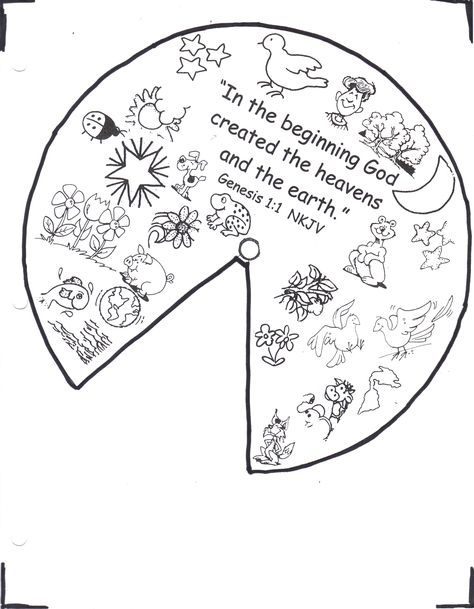 Creation wheel craft | creation wheel part 1 Free Sunday School Printables, Creation Bible Crafts, Sunday School Printables, Religion Activities, Creation Bible, Printables Ideas, Wheel Craft, Bible Story Crafts, In The Beginning God