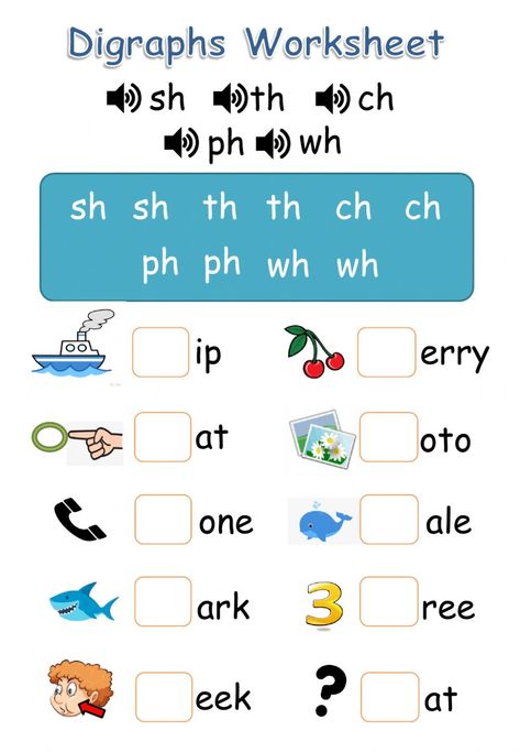 Phonics Test Worksheet, Ph Sound Worksheets, Ph Phonics Worksheets, Digraph Worksheets Kindergarten Free, Wh Sound Worksheet, Th Worksheet, Vowel Digraphs Worksheets, Wh Worksheets, Phonics Rhymes