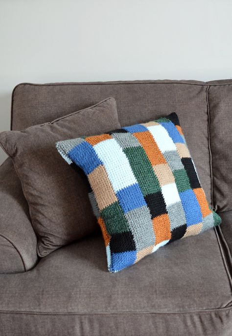 Scrap Yarn Crochet Pillow, Crochet Patterns For Pillow Covers, Trendy Crochet Pillow, Crocheted Cushion Covers, Crochet Pillow Sham, Crochet Bedroom Decor, Crochet Throw Pillow Cover, Modern Crochet Pillow, Crochet Throw Pillows