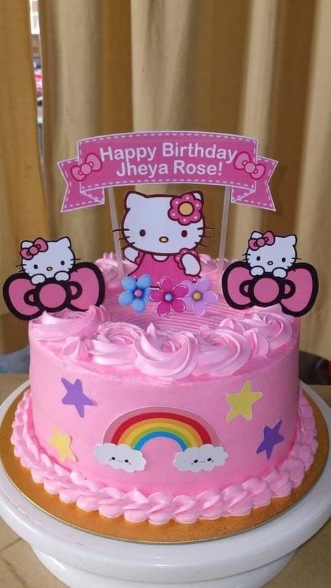 Hello Kitty Design Cake, Kue Ultah Hello Kitty Topper, Kue Ultah Hello Kitty, Hello Kitty Topper Cake Printable, Hello Kitty Cakes Birthday, Hello Kitty Cake Ideas Birthdays, Hello Kitty Cake Design Birthday, Simple Hello Kitty Cake Design, Hello Kitty Cake Topper Printable