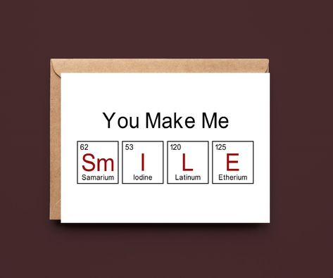 Excited to share this item from my #etsy shop: Geeky Gifts For Him, Science Card, Physics Gift, Geek Card, Nerd Card, Geeky Gifts #anniversary #anniversarycard #geekcard #nerdygifts #geekycard #nerdcard #geekygiftsforhim Periodic Table Words, Chemistry Tattoo, Chemistry Quotes, Friend Valentine Card, Aesthetic Doodles, Physics Gifts, Love Letters To Your Boyfriend, Diy Anniversary Cards, Science Valentines