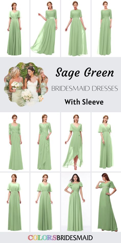 Bridesmaid dresses with sleeve in sage color, on sale under $100, in 600+ custom-made styles and all sizes. 150+colors, made to order, fast arrived, color sample available. #colsbm #bridesmaids #bridesmaiddresses #greenwedding #sagewedding #weddingideas #dresswithsleeve #sagegreendress b2070 Sage Green Bridesmaid Dresses Long, Bridesmaid Dresses With Sleeve, Long Green Bridesmaid Dresses, Dresses With Sleeve, Sage Green Bridesmaid Dresses, Sage Green Bridesmaid, Sage Green Bridesmaid Dress, Sage Green Dress, Bridesmaid Dresses With Sleeves