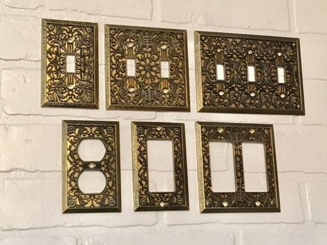 Brass Switch Plates, Brass Switch, Antique Brass Lighting, Bee Wall, Outlet Plates, Antique Brass Metal, Light Switch Cover, Brass Lighting, Switch Plate Covers