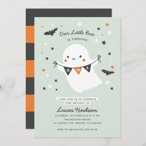 Our Little Boo Cute Kids Halloween First Birthday Invitation #zazzle #weddinginvitations #birthdayinvitations #babyshowerinvitations #zazzleinvitations #monogram #businesscards #graduation #homedecor October One Year Birthday, Halloween One Year Birthday, 1st Birthday Halloween Theme Boy, Halloween 1st Birthday Party Boys, October 1st Birthday Boy, October First Birthday Boy, October First Birthday, First Boo Day Party, Halloween First Birthday Boy