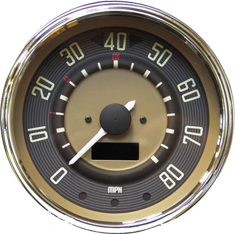 Digital Speedometer for VW Split Screen T2 Camper Van from SMITHS |  115mm dashboard fit with odo or trip readout, indicator, high beam, oil pressure & charge warning lights Speedometer Design, Vw Dune Buggy, Volkswagen Type 2, Car Gauges, Vw Group, Jaguar Land Rover, Jaguar Xj, Vw T1, Vw Campervan