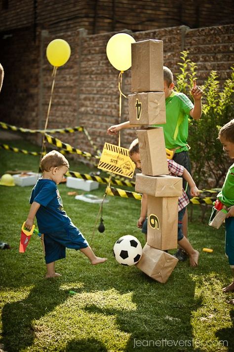 Construction Party Games, Digger Party, Soccer Birthday Party, Digger Birthday, Construction Theme Birthday Party, Soccer Birthday Parties, Construction Birthday Party, Soccer Birthday, Construction Birthday Parties