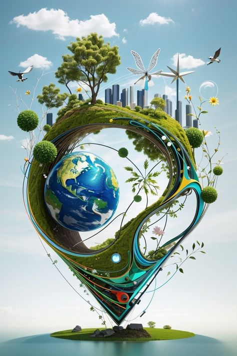 Fusion of Nature and technology made with Leonardo.ai Concept Art Nature, Innovation Poster, Geography Design, Backgrounds School, Environmental Crisis, Adobe Photoshop Photography, Nature And Technology, Cpvc Pipe, Environmental Management