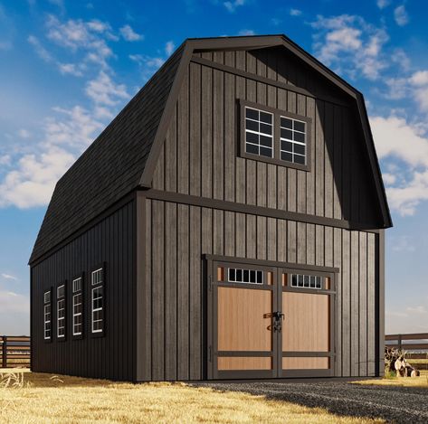 Shed House Floor Plans, 12x24 Shed, Barn Style Shed, Cool Sheds, Gambrel Barn, Door Makeover Diy, Studio Shed, Housing Ideas, Best Barns