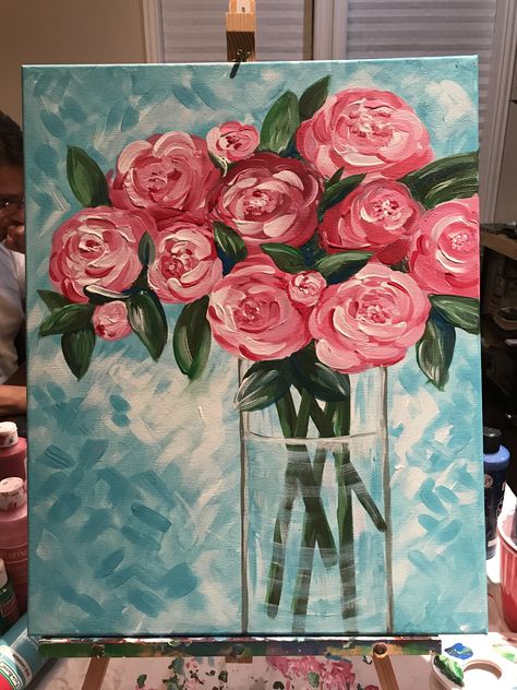 Flower Bunch Painting, Rose Drawing Painting, Rose Canvas Painting Easy, Rose Painting Acrylic, Bunch Of Roses, Boho Art Drawings, Acrylic Painting Flowers, Flower Painting Canvas, Canvas Painting Designs