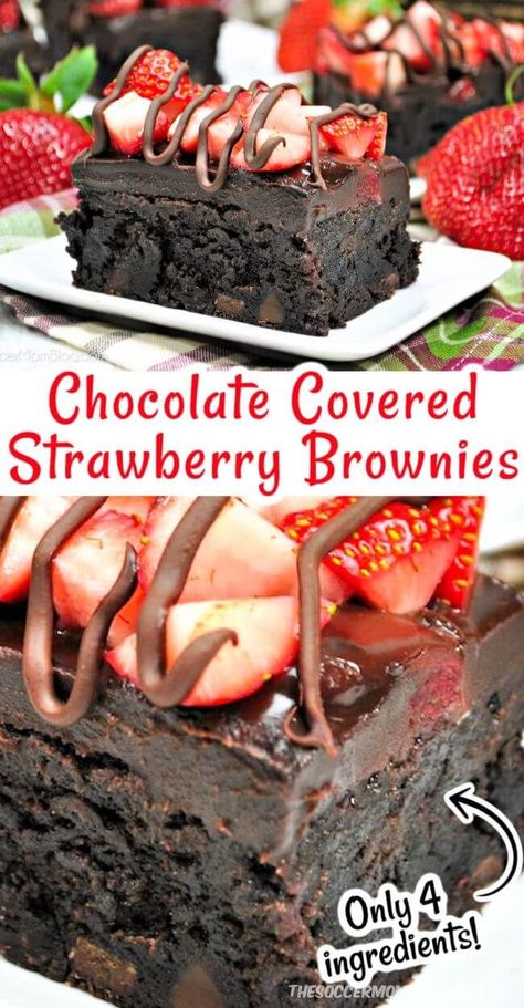 Sweet, juicy strawberries and decadent chocolate come together in one easy dessert in these chocolate-covered strawberry brownies! you’ve got to make this ultra-decadent, velvety chocolate-covered strawberry brownie recipe! This is the perfect Valentine’s Day treat! Chocolate Decadence, Ultimate Brownies, Strawberry Brownies, Covered Strawberry, Chocolate Covered Strawberry, Brownie Toppings, Amazing Desserts, Sugar Shack, Chocolate Heaven