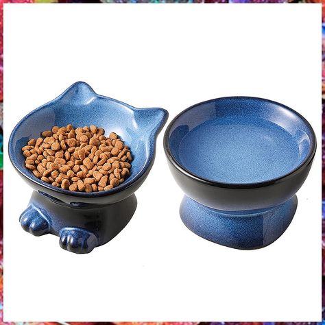 Nihow Elevated Cat/Dog Bowls Set : 5 Inch Ceramic Raised Cat Food and Water Bowl Set for Protecting Pet's Spine - Feeding & W Raised Cat Food Bowls, Cat Food And Water Bowl, Cat Water Bowl, Raised Dog Bowls, Cat Dishes, Cat Food Bowl, Ceramics Ideas, Cat Feeding, Ceramics Ideas Pottery