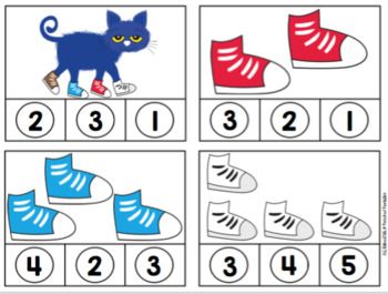 Pete Alphabet and Number Cards Set 2 Pete The Cat Shoes, Number Clip Cards, Kindergarten Spanish, Clothing Study, Preschool Crafts Fall, Preschool Language, Preschool Class, Fall Preschool, Numbers Preschool