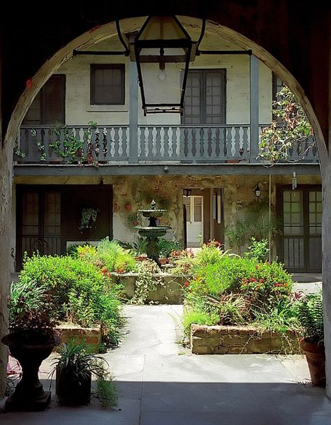 A courtyard garden in the French Quarter in New Orleans. Photograph by David Ohmer via Flickr. French Quarter Decor, House Courtyard, French Courtyard, New Orleans Decor, New Orleans Architecture, New Orleans French Quarter, Citizen Science, Small Courtyards, New Orleans Homes