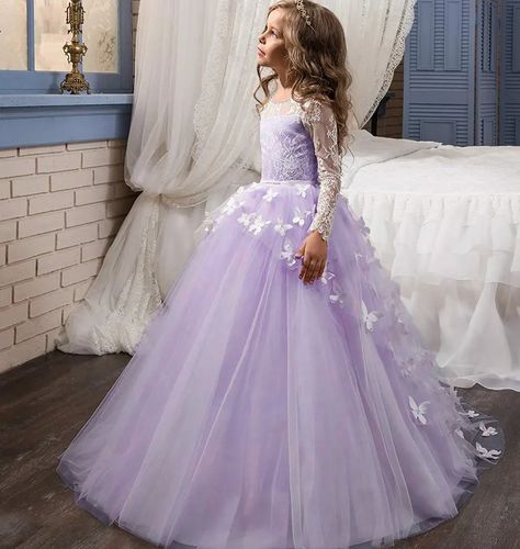 Light Purple Children Flower Girl Dress Princess Butterfly Design Ruffle Bow - Buy Light Purple Girl Dress,Flower Girl Dress Princess Butterfly Ruffle Bow,Big Bow Short Cocktail Dresses Product on Alibaba.com Long Flower Girl Dresses, First Communion Dress, Baptism Dress, Mini Dress Fashion, Flower Girl Dress Lace, Gowns For Girls, Pageant Gowns, Communion Dresses, Butterfly Flower