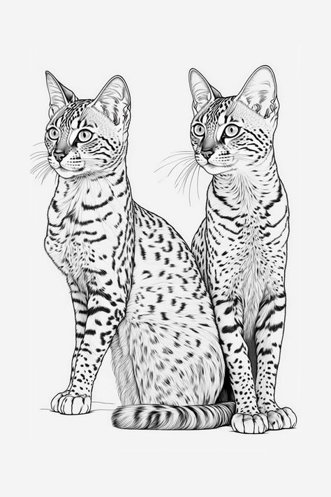 Bengal Cats, drawing, coloring page, coloring book 😍 Tattoo idea, kittens, beautiful cat Bengal Cat Tattoo Ideas, Bengal Cat Tattoo, Bengal Tattoo, Cat Tattoo Drawing, Bengal Cat Drawing, Drawing Coloring Pages, Cat Line Art, Tupac Art, Cats Art Drawing