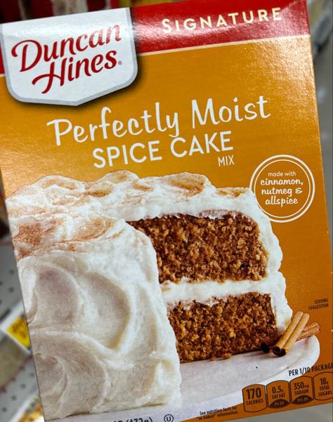 Duncan Hines Spice Cake Mix Spice Cake Mix Cookies, Duncan Hines Recipes, Spice Cake Mix Recipes, Moist Spice Cake, Duncan Hines Cake, Cupcake Mix, Single Serve Desserts, Spice Cake Mix, Smooth Cake