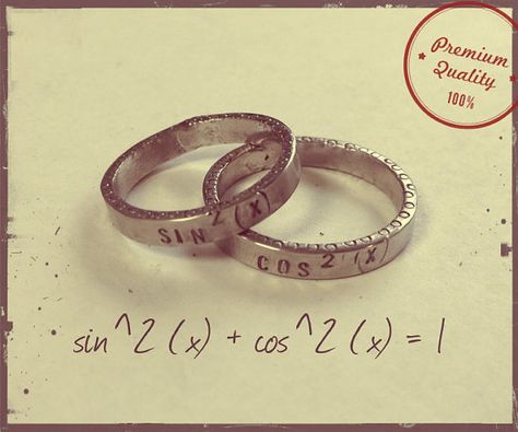 Couple's Rings  Equality of 1  Sterling Silver by ScrapandSmith, $130.00... So nerdy I love it! Couple Accessories, Science Wedding, Quirky Accessories, Geeky Wedding, Nerdy Wedding, Diy Wedding Reception, Wedding Rings Princess Cut, Couple Stuff, Cool Wedding Rings