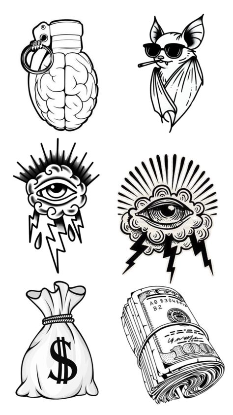 Money Tattoo Ideas, 4 Tattoo, Flash Tattoo Designs, Simple Tattoo Designs, Old School Tattoo Designs, Tattoo Stencil Outline, Dark Art Tattoo, Tattoo Design Book, Small Tattoos For Guys