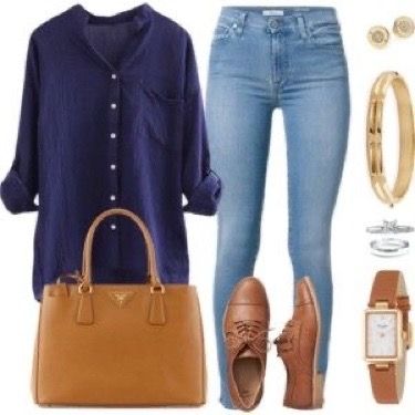 Instagram Autumn, Mode Casual, Autumn Clothes, Brown Shoes, Casual Work Outfits, Looks Chic, Outfits Casuales, Work Casual, Blue Shirt