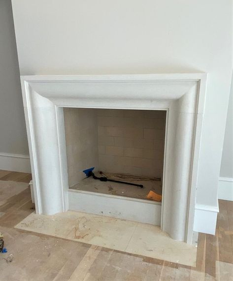 Sandstone Fireplace Surround, Diy Limestone Fireplace, Diy Cast Stone Fireplace, Quartzite Fireplace Surround, Limestone Fireplace Mantle, Fireplace Insert Ideas, Modern Lounge Rooms, Cast Stone Fireplace Surround, Limestone Fireplace Surround