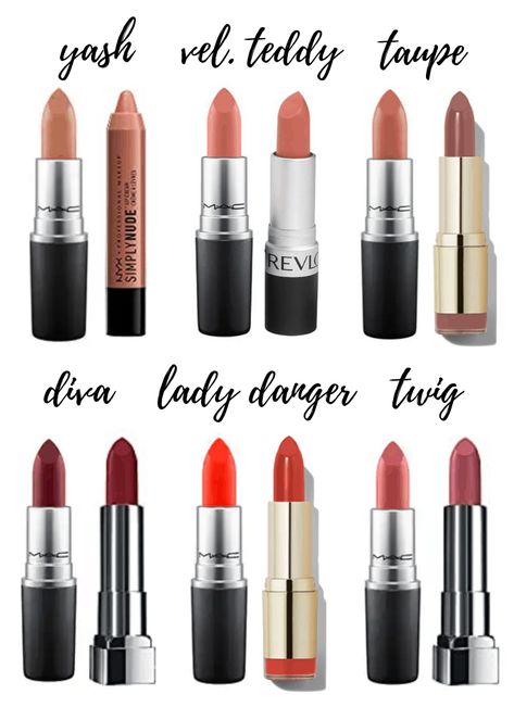 Mac Teddy Lipstick, Most Popular Mac Lipsticks, Lipstick Drugstore, Popular Mac Lipsticks, Mac Twig, Mac Taupe, Mac Diva, 2024 Makeup, Popular Lipstick