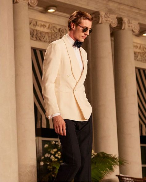 Ralph Lauren Wedding Suit, Starry Night Suit For Men, Luxury Men Suit, Mens Cream Suit, Taxido Suit, Lotus Casino, Ralph Lauren Tuxedo, California Night, Aesthetic Male Outfits