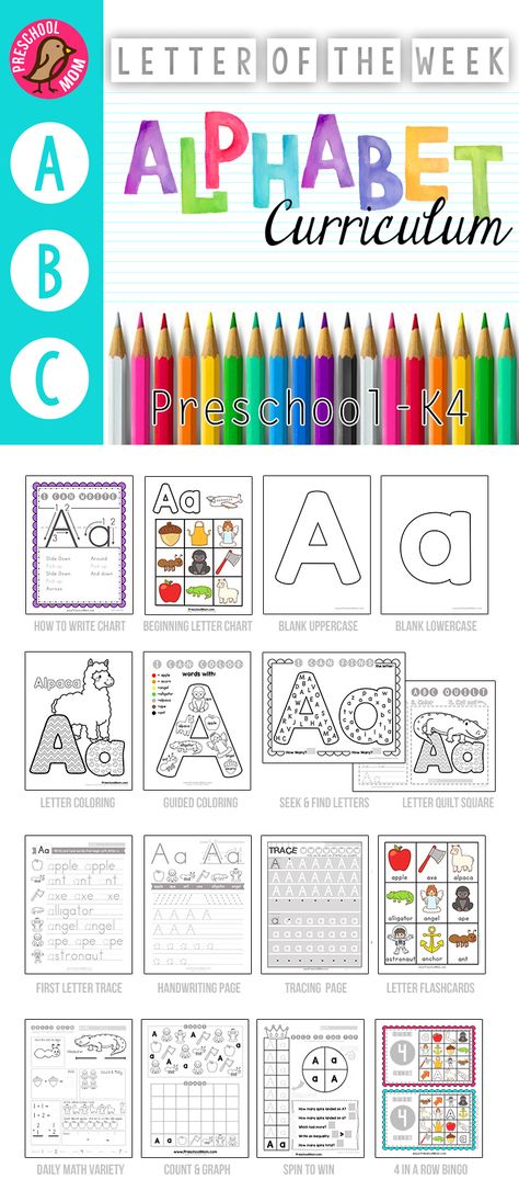 650+ Page Alphabet Curriculum.    No Prep Letter of the Week Preschool and K4 Alphabet Binder.  Worksheets, Games, Math and more for 3 or 4 day a week schedule. Weekly Letter Activities, Letter A Activities For Preschool Pre K, Pre K 3 Curriculum, K4 Curriculum, Letter A Activities For Preschool, Letter Of The Week Preschool, Alphabet Curriculum, Joy School, Preschool Homeschooling