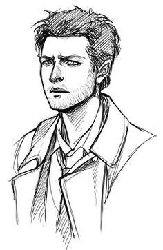 Cass meu anjo ♥♥ Castiel Drawing, Castiel Fanart, Supernatural Drawings, Castiel Supernatural, Supernatural Fan Art, Supernatural Art, Supernatural Destiel, Face Sketch, Supernatural Fans