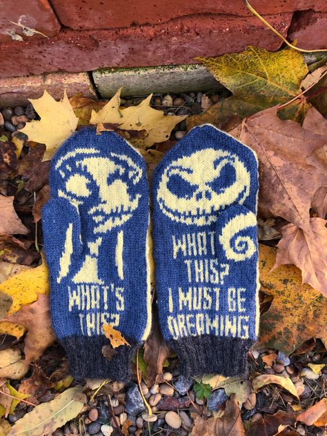 Knit a Pair of Nightmare Before Christmas Mittens, Spooky Fun Design By Lotta Lundin | KnitHacker Nightmare Before Christmas Knitting, Christmas Jello Shots, Christmas Mittens, Simply Meant To Be, Hand Knit Mittens, Tweed Yarn, Hand Painted Yarn, Colorwork Knitting, Christmas Knitting Patterns