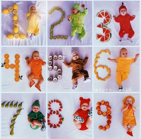 Fruit Milestone Pictures, Baby 12 Month Pictures Ideas, 1 To 12 Months Baby Photo Ideas, 12 Months Baby Pictures Ideas, Monthly Baby Photos Boy, Rainbow Baby Photography, Baby Milestones Pictures, Baby Bash, Monthly Pictures