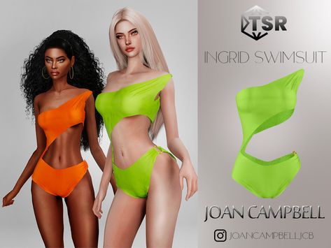 The Sims Resource - Ingrid SwimSuit Neon Swimsuit, Sabrina Dress, Cc Folder, Sims 4 Cc Folder, Neon Dresses, Inspiration Painting, Orange Swimsuit, Sims 4 Cc Furniture, Sims Hair