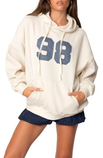 Make it your year in this soft slouchy hoodie designed in a baggy fit and framed by dropped shoulders. Drawstring hood Ribbed cuffs and hem Kangaroo pocket 50% cotton, 50% polyester Machine wash, dry flat Imported Hoodie Oversize, Girls Blouse, Oversized Hoodie, Women Hoodies Sweatshirts, Swimsuit Cover Ups, Baggy Fits, Oversized Sweatshirt, Oversize Hoodie, Hoodie Design