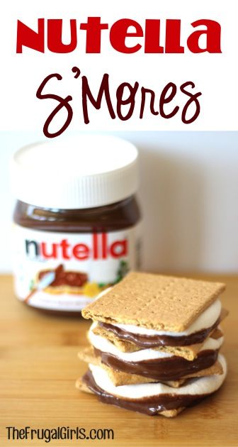 Nutella+S’Mores!++{++more+S’Mores+Recipes} Camping Menu, Smore Recipes, Breakfast Low Carb, Frugal Girls, Campfire Food, Nutella Recipes, Camping Recipes, Easy Camping, Baked Dessert Recipes