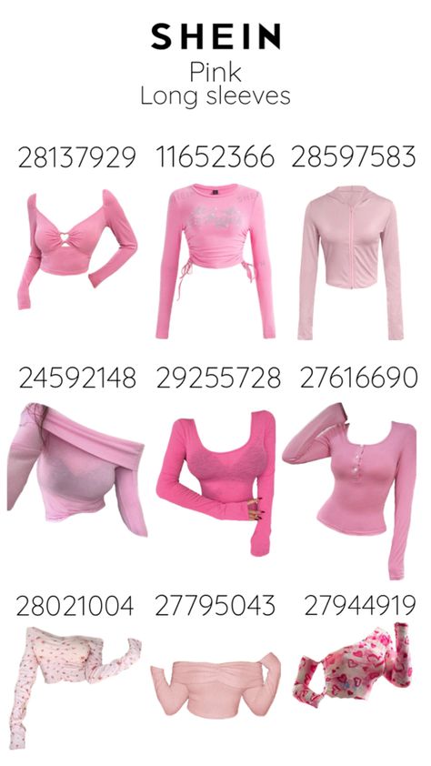 #pink #shein #sheincodes #codes #clothes Shein Outfit Codes Aesthetic, Shein Shirts Codes, Outfit Ideas From Shein With Codes, Shein Tops Codes, Shien Outfit Codes, Shein Outfits Summer 2024 Codes, Shein Dress Codes, Shein Id Codes, Y2k Shein Outfits Codes