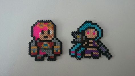 Vi + Jinx LOL League of Legends Jinx Perler Beads, Arcane Perler Beads, Pixel Beads, Kandi Ideas, Hamma Beads, Beads Patterns, Perler Art, Beads Design, Perler Crafts