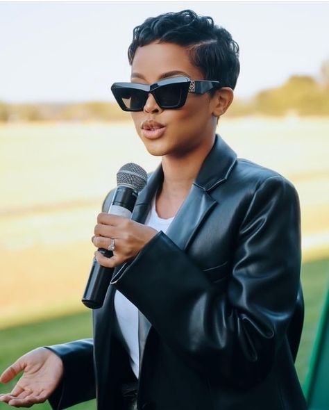 Women With Short Hair Fashion, Black Celebrities With Short Hair, Relaxed Haircut Black Women, Pixie Haircut For Black Women Side Part, Pixie Haircut On Black Women, Short Pixie Haircuts African American, Pixie Cut Relaxed Hair, Short Hair Outfits Black Women, Outfits With Pixie Haircut