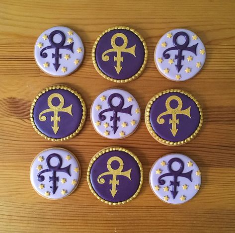 Prince The Singer Themed Birthday Party, Prince Purple Rain Themed Birthday Party, Princess And The Frog Cookies, Prince Cookies, Prince Singer, Cookie Themes, Prince Birthday Theme, Frog Cookies, Prince Birthday Party