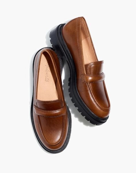 Lugsole Loafer, Best Loafers, Loafers Outfit, Women Loafers, Leather Industry, Chunky Loafers, Brown Loafers, Madewell Shoes, Brown Shoes